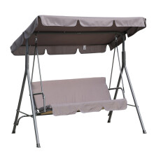 (Grey) Angel Living 3 Seater Outdoor Garden Swing Chair