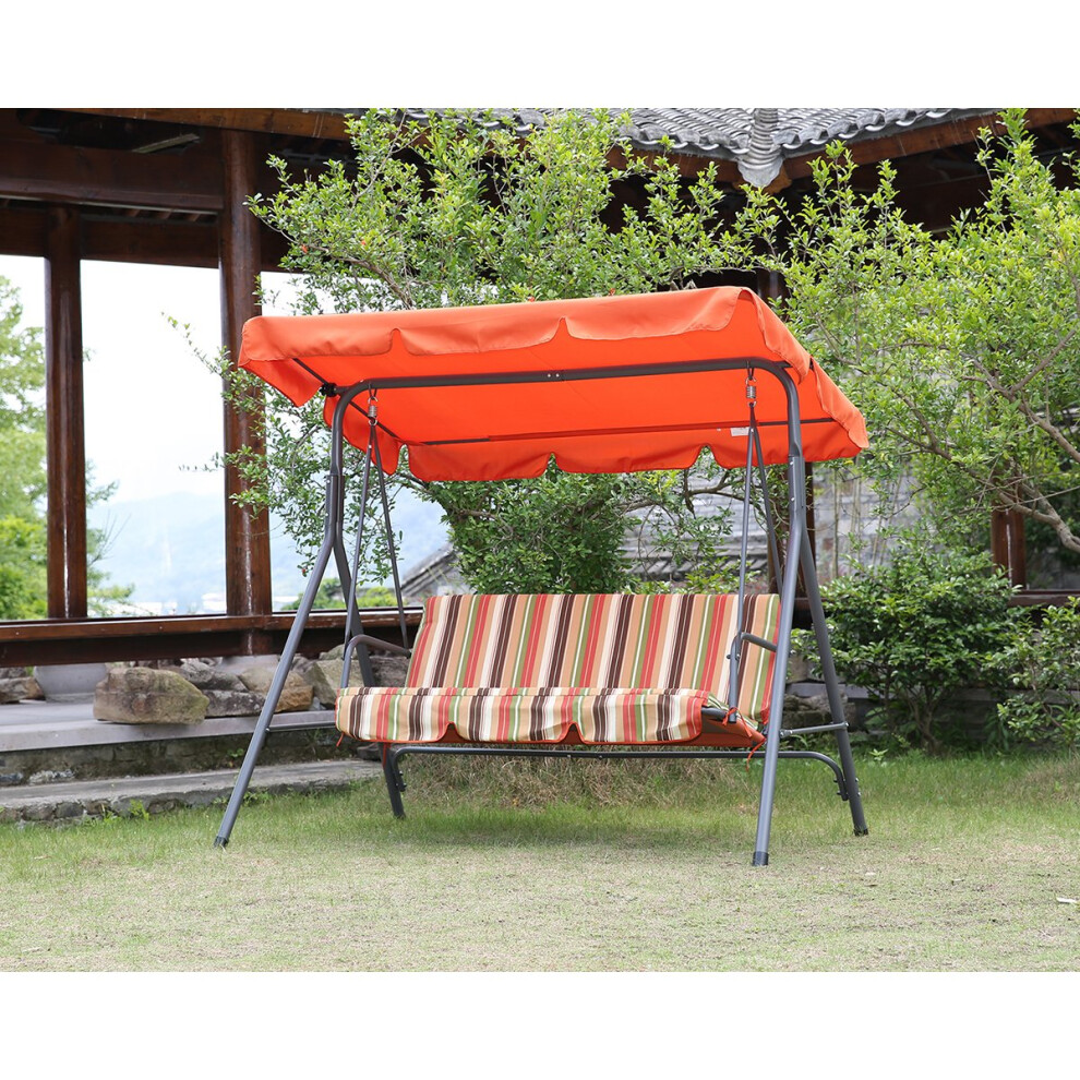 (Orange) Angel Living 3 Seater Outdoor Garden Swing Chair