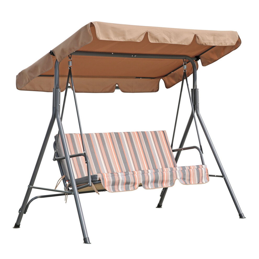 (Khaki) Angel Living 3 Seater Outdoor Garden Swing Chair