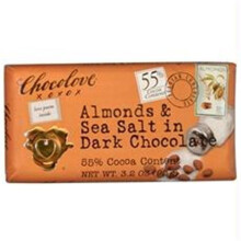 Chocolove, Mandler & Sølv i Mørk Chokolade, 55% Kakao, 3.2 oz (90 g)