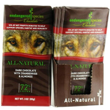 Endangered Species Chocolate, Kersen, Amandelen + Donkere chocolade, 72% Kakaohouders, 3 oz (85 g)