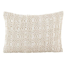 Saro Lifestyle 0002.I1420B 14 x 20 in. Smocked Design Decorative Accent Cotton Down Filled Throw Pillow, Ivory