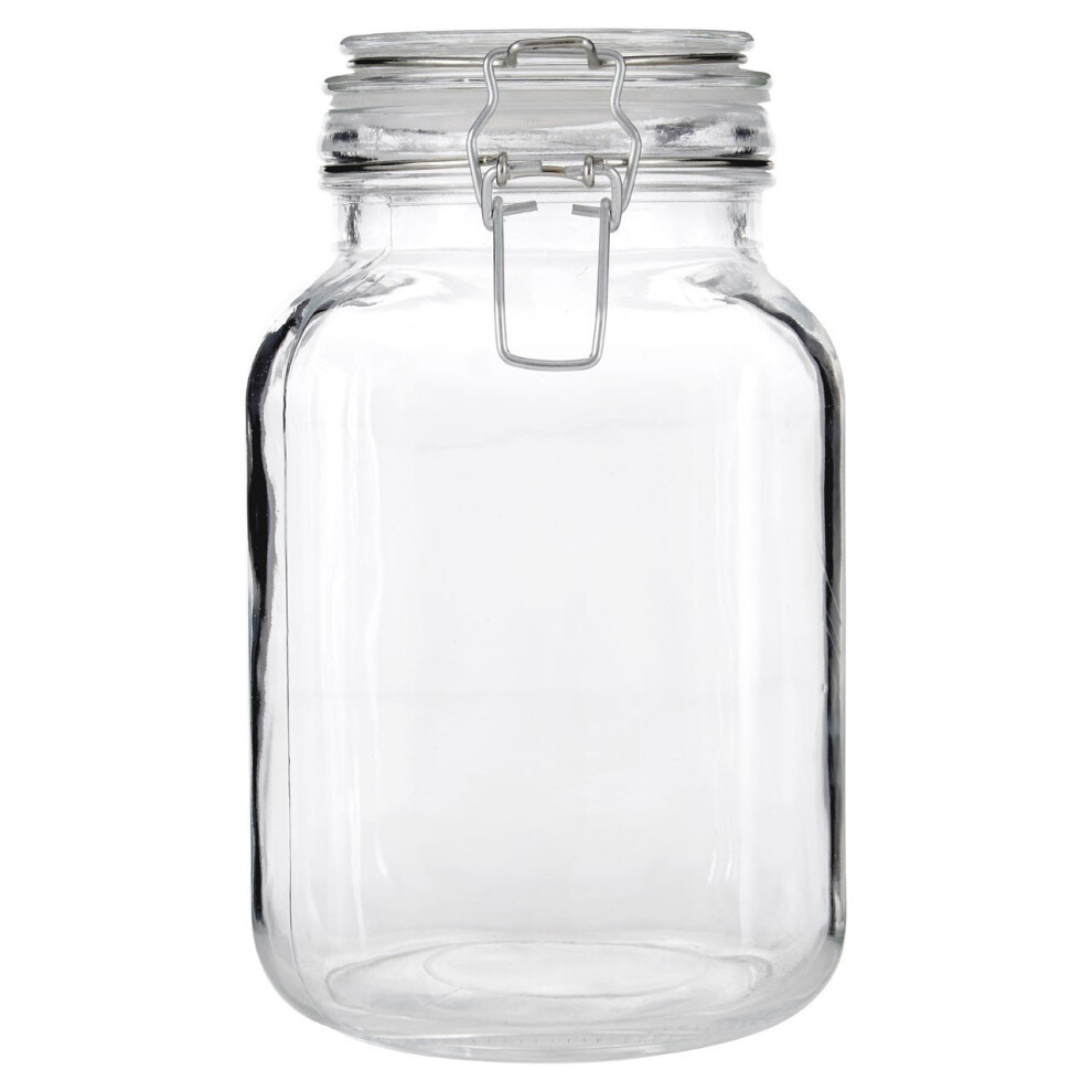 Premier Housewares Vintage Style Glass Storage Jar Clip Top Lid, 2000 Ml