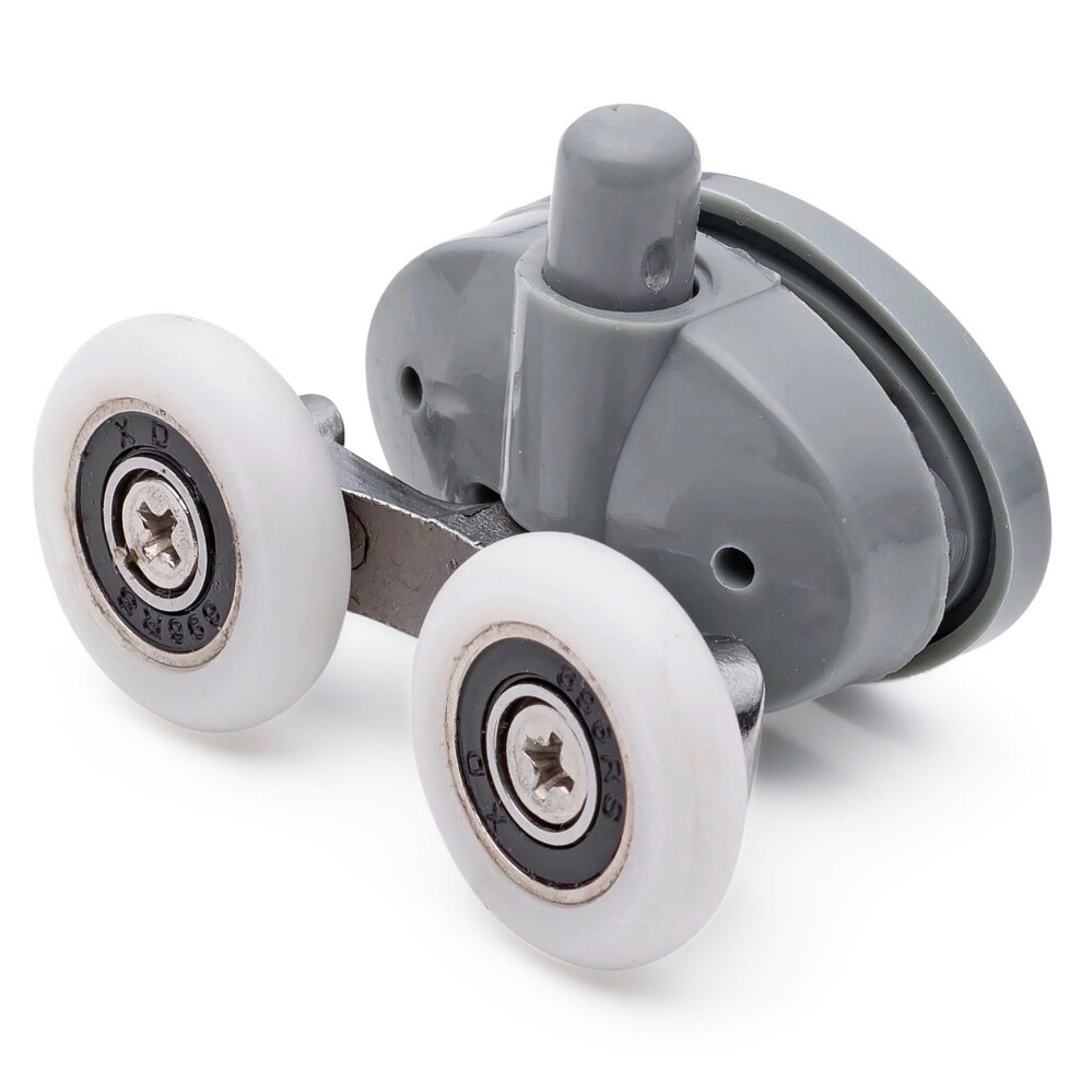 (Bottom, 25mm) 2 x Double Top or Bottom Butterfly Shower Door Rollers/Wheels Dia 23mm or 25mm L056