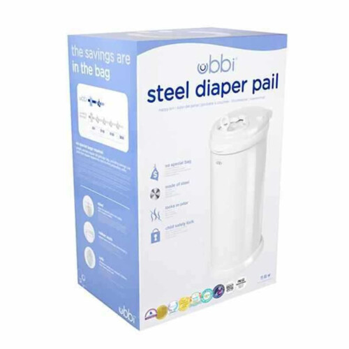 VidaXL Ubbi Diaper Pail Steel White 2