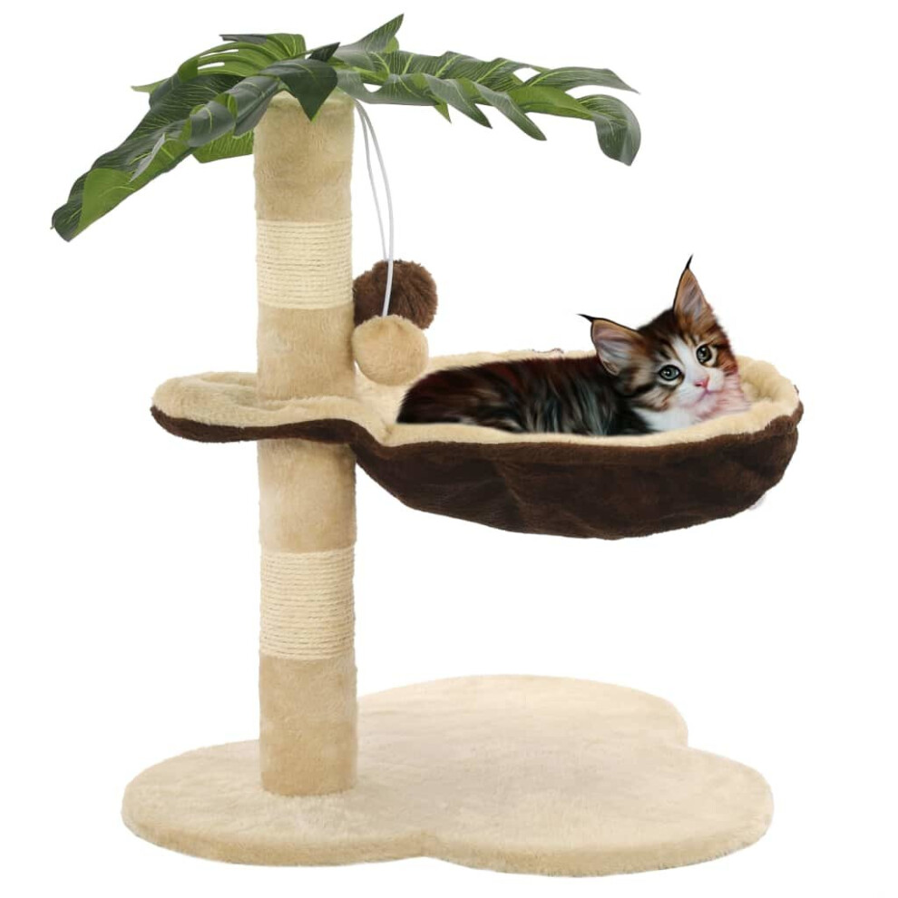vidaXL Cat Tree with Sisal Scratching Post 50cm Beige and Brown Play Tower