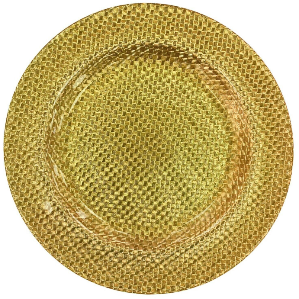 Glass Large Serving Plate Charger Plate Ornamental Plate Gold 33cm Chequered