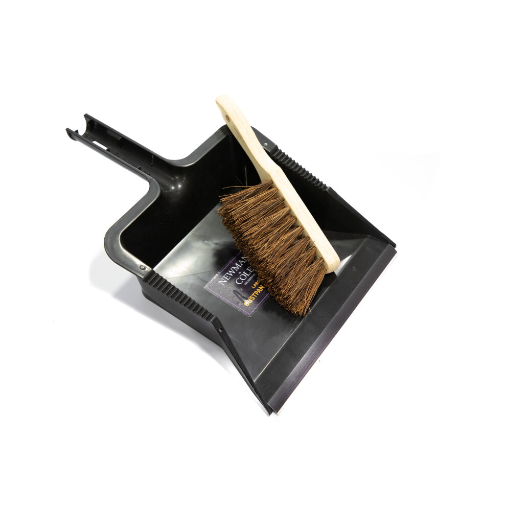 Newman and Cole Large Garden Dustpan and Brush Set - Outdoor Dust Pan Scoop with Stiff Hand Brush