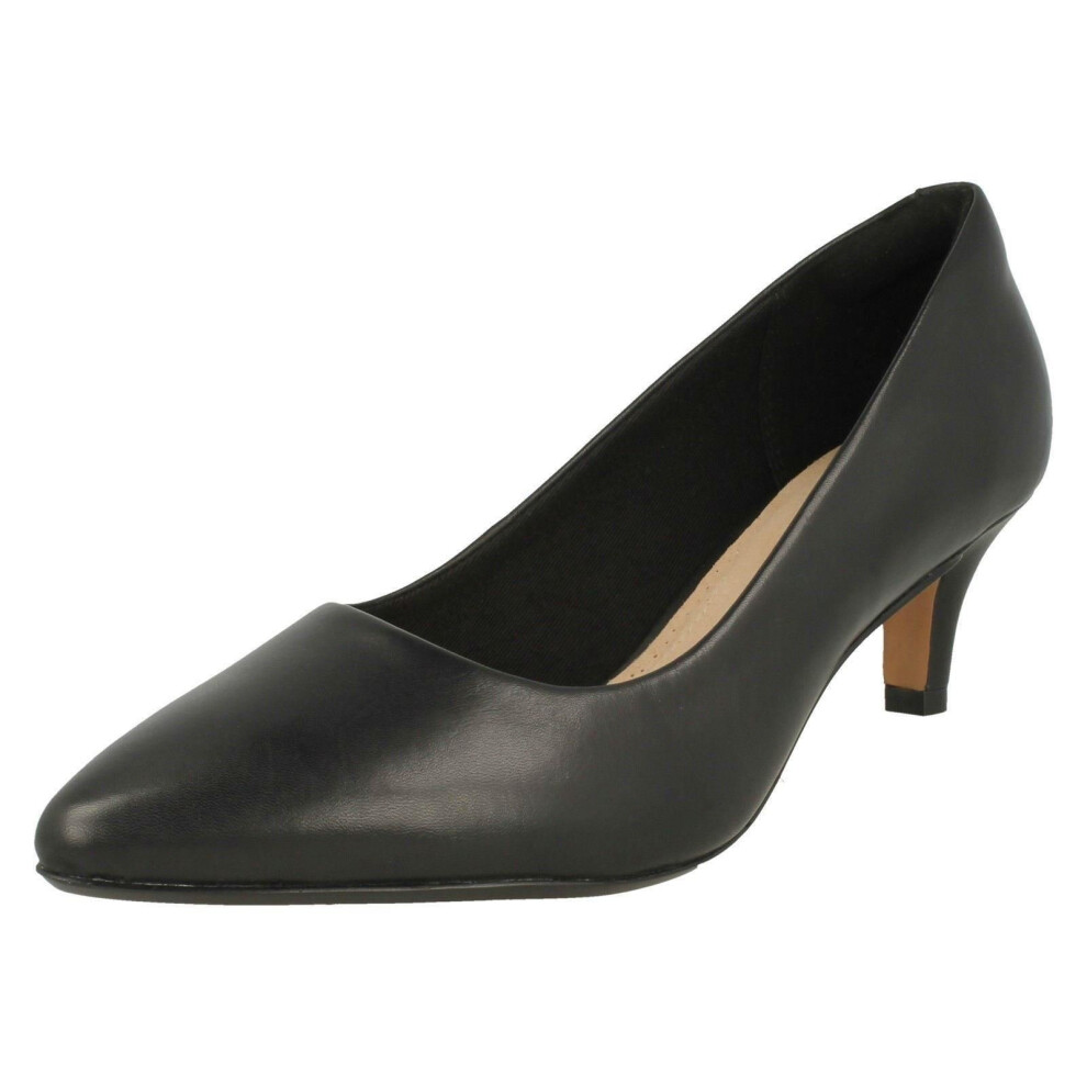 (UK 4, Black) Ladies Clarks Pointed Toe Court Shoes Linvale Jerica - E Fit