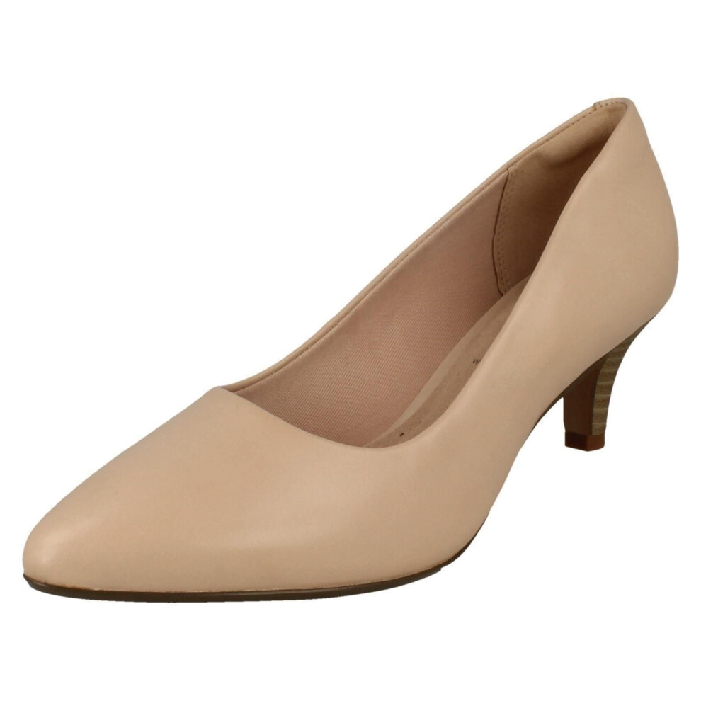 (UK 7, Blush (Beige)) Ladies Clarks Pointed Toe Court Shoes Linvale Jerica - E Fit