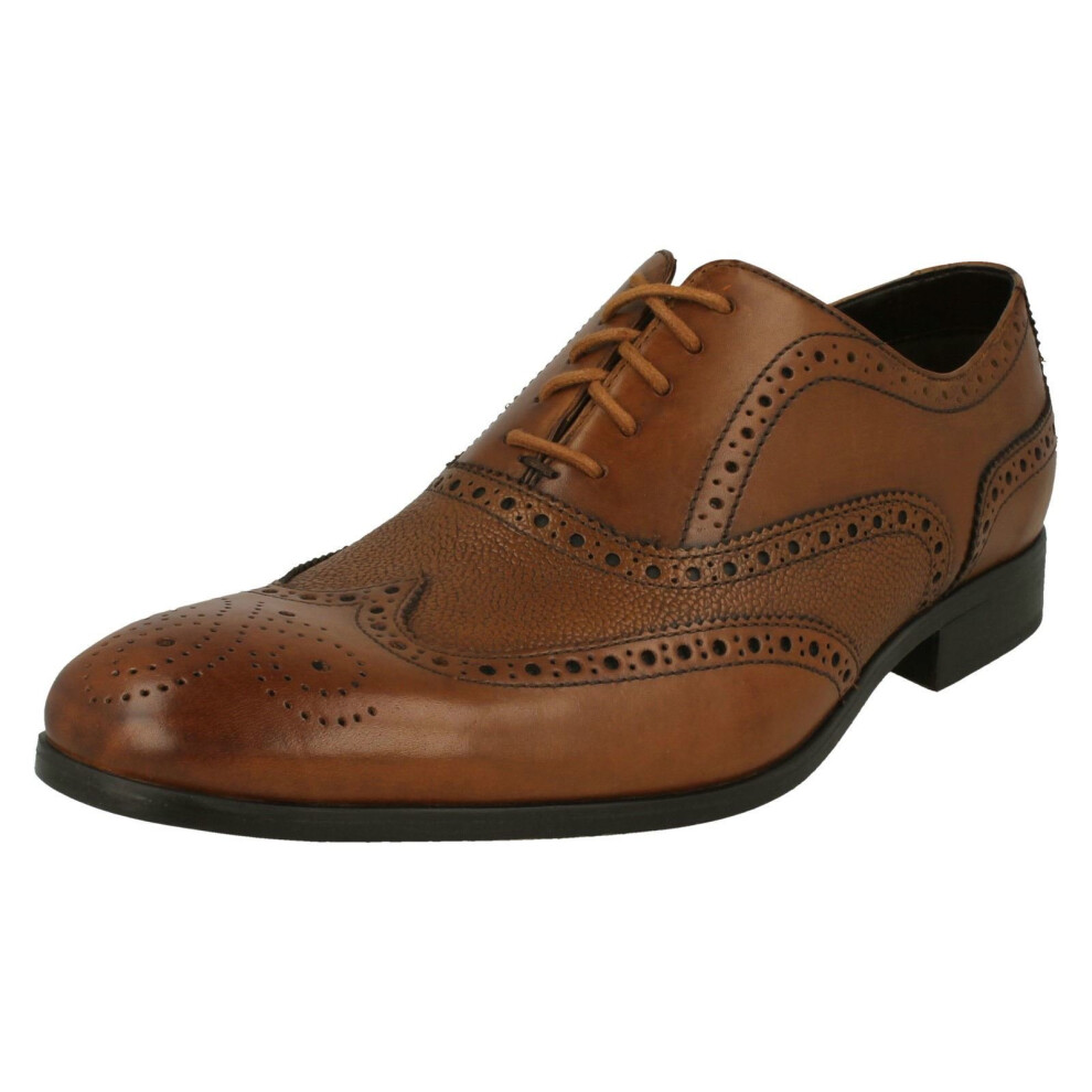 (UK 7, Tan (Brown)) Mens Clarks Lace Up Brogue Shoes Gilmore Limit - G Fit