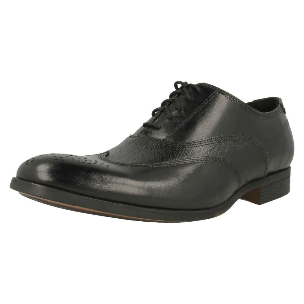 (UK 8, Black) Mens Clarks Formal Lace Up Brogues Gilmore Wing - G Fit