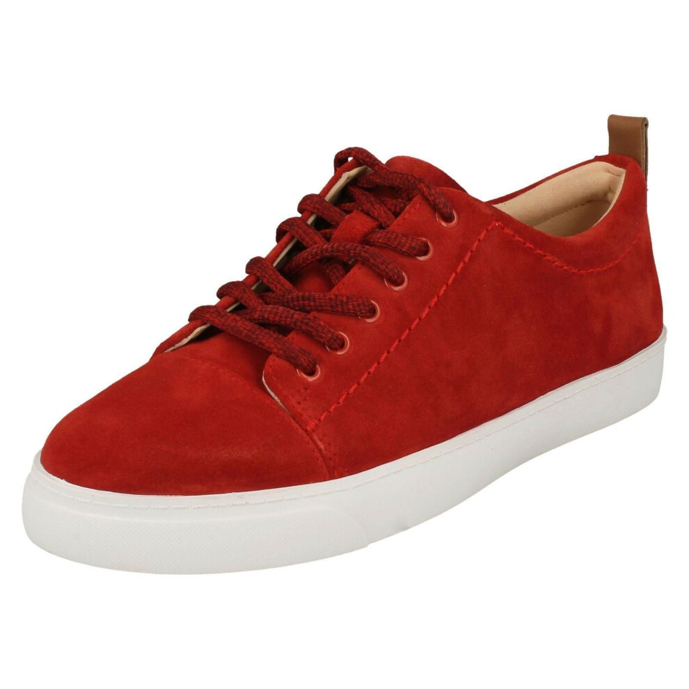 (UK 3.5, Red) Ladies Clarks Lace Up Pumps Glove Echo - D Fit