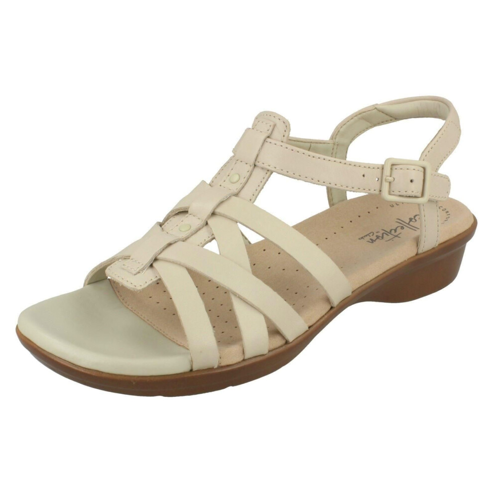 (UK 7, Ivory) Ladies Clarks Strappy Sandals Loomis Katey - D Fit