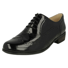 (UK 3, Black Patent) Ladies Clarks Brogues Hamble Oak - D Fit