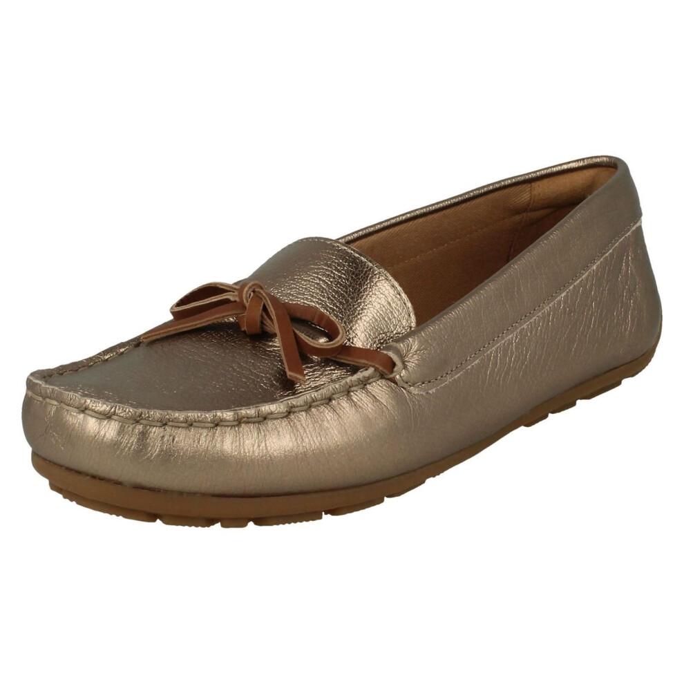 (UK 3, Pewter (Gold)) Ladies Clarks Moccasin Style Shoes Dameo Swing - D Fit