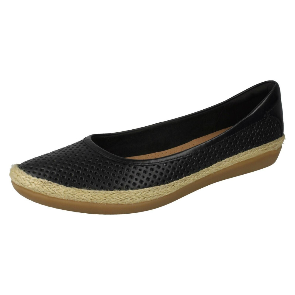 (UK 3, Black) Ladies Clarks Summer Ballerina Flat Shoes Danelly Adira - D Fit