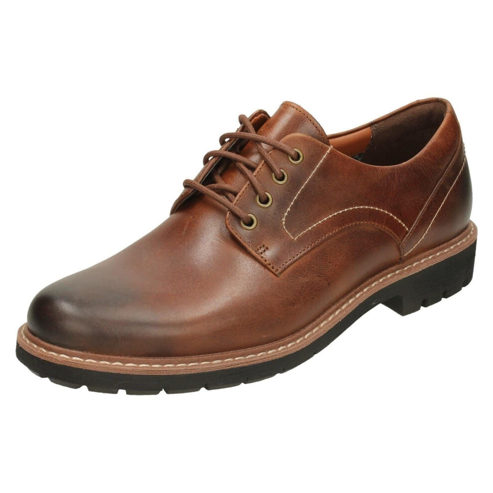 (UK 6.5, Dark Tan (Brown)) Mens Clarks Smart Lace Up Shoes Batcombe Hall - G Fit