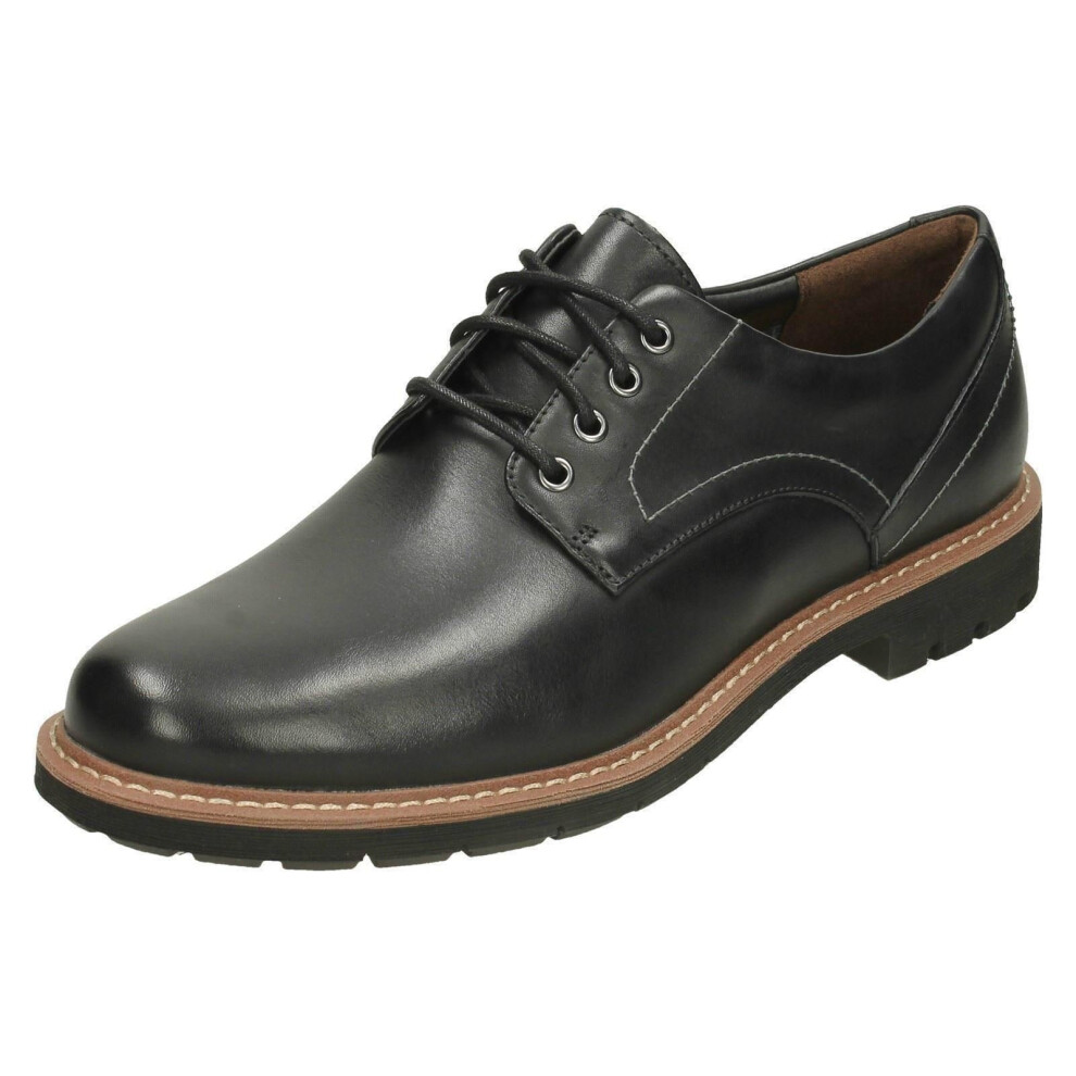 (UK 10, Black) Mens Clarks Smart Lace Up Shoes Batcombe Hall - G Fit