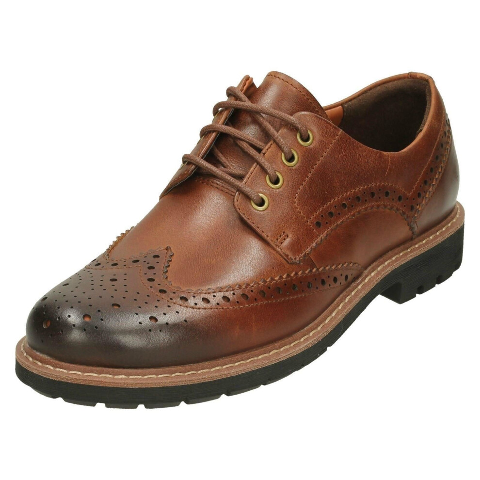 (UK 8, Dark Tan (Brown)) Mens Clarks Formal Brogues Batcombe Wing - G Fit