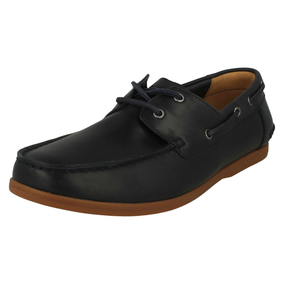 (UK 7.5, Navy (Blue)) Mens Clarks Lace Up Boat Shoes Morven Sail - G Fit