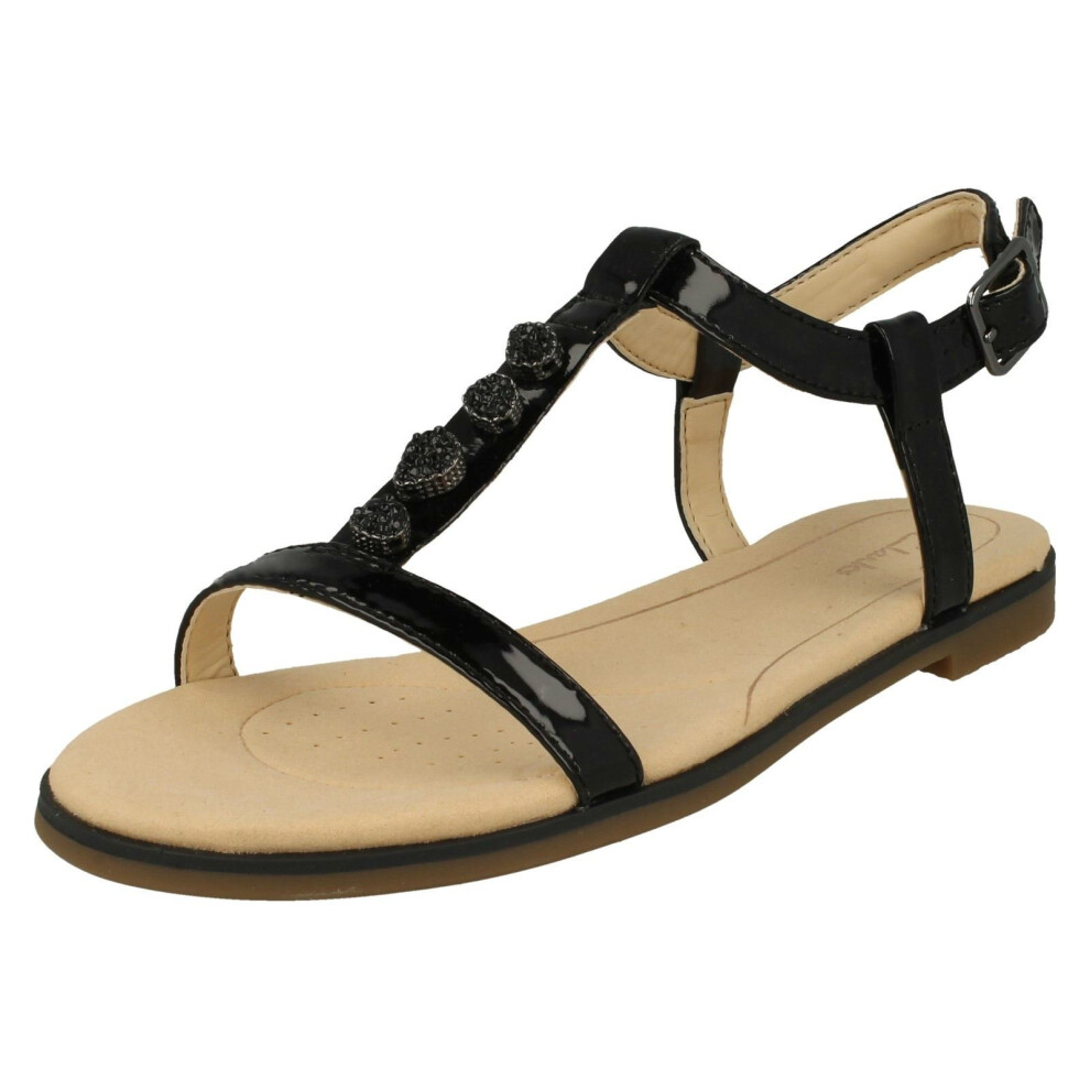 (UK 3, Black) Ladies Clarks Casual Slingback Sandals Bay Blossom - D Fit