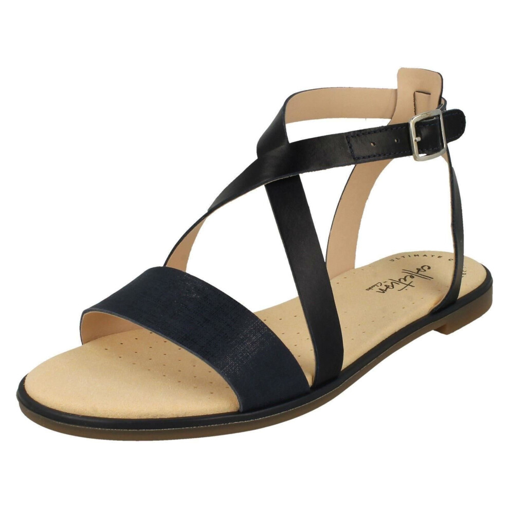 (UK 8, Navy (Blue)) Ladies Clarks Ultimate Comfort Collection Strappy Sandals Bay Rosie - D Fit