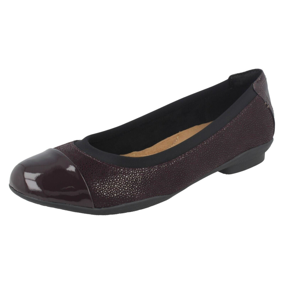 (UK 9, Aubergine (Purple)) Ladies Clarks Ballerina Flats Neenah Garden - D Fit