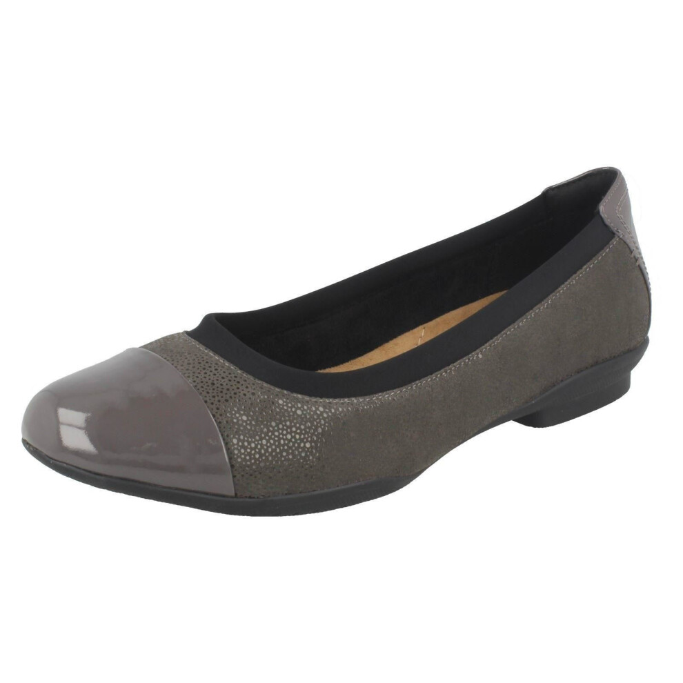 (UK 7, Dark Grey (Grey)) Ladies Clarks Ballerina Flats Neenah Garden - D Fit