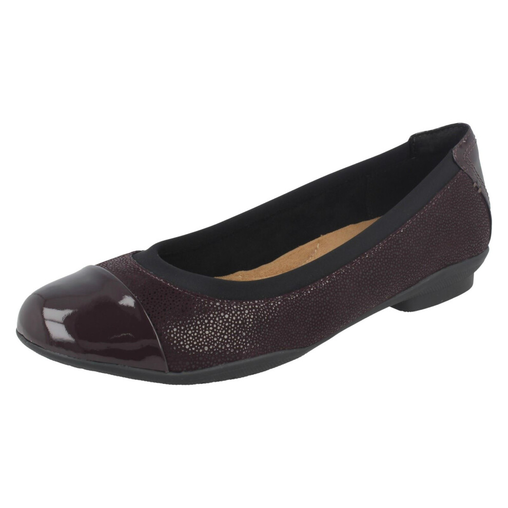 (UK 5.5, Aubergine (Purple)) Ladies Clarks Ballerina Flats Neenah Garden - D Fit