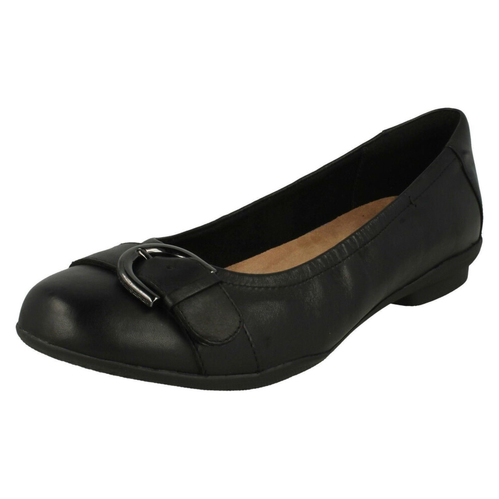 (UK 3.5, Black) Ladies Clarks Casual Slip On Flat Shoes Neenah Lark - E Fit