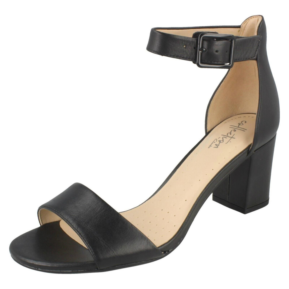 (UK 5, Black) Ladies Clarks Heeled Sandals Deva Mae - D Fit