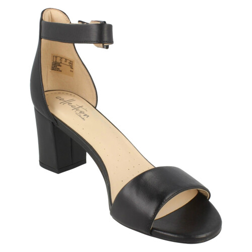 Clarks (UK 6, Black) Ladies Clarks Heeled Sandals Deva Mae - D Fit 1