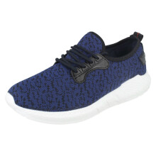 (UK 7, Blue/White (Blue)) Mens Airtech Lace Up Casual Pumps Flight