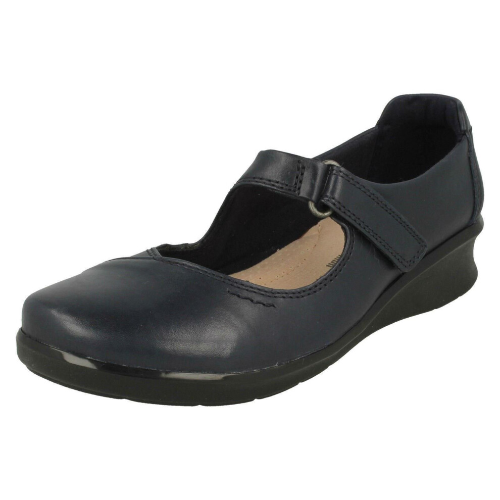 (UK 8, Navy (Blue)) Ladies Clarks Mary Jane Style Shoes Hope Henley - E Fit