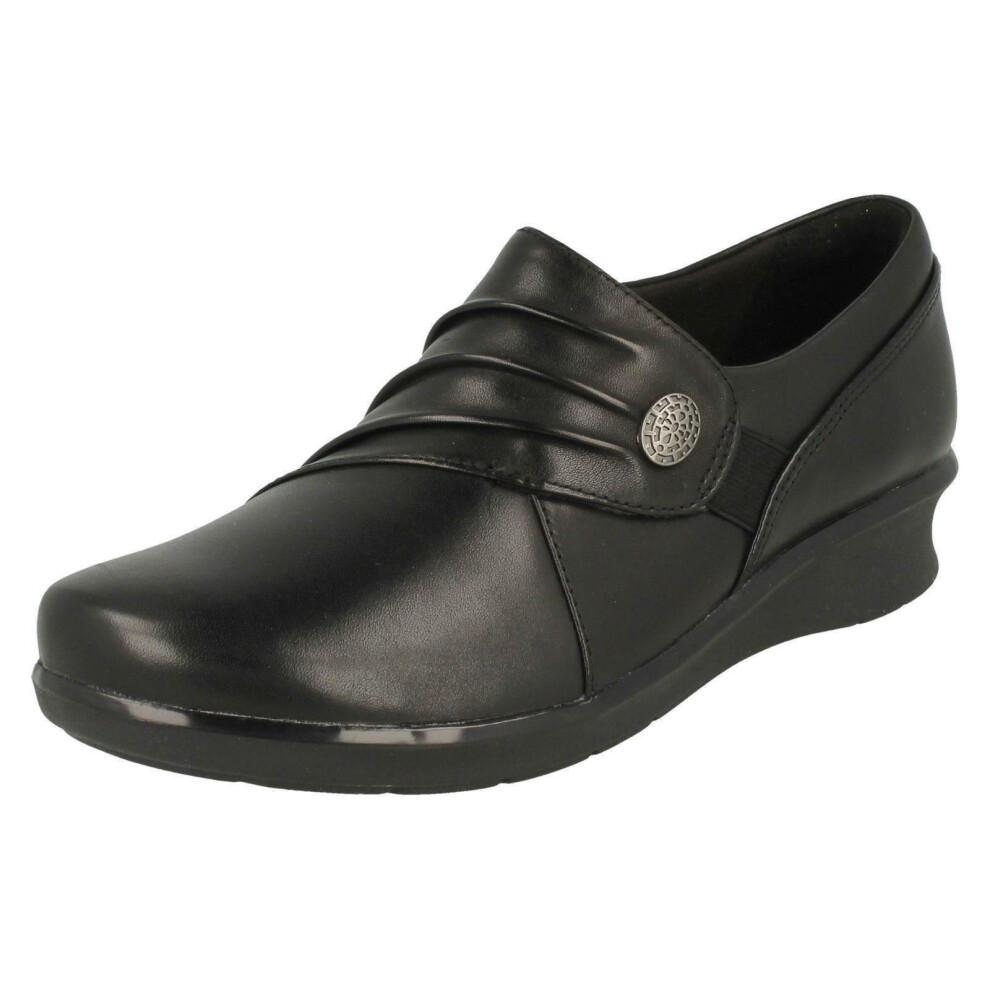 (UK 8, Black) Ladies Clarks Wedge Heel Shoes Hope Roxanne - E Fit