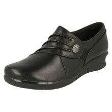 (UK 7.5, Black) Ladies Clarks Wedge Heel Shoes Hope Roxanne - E Fit