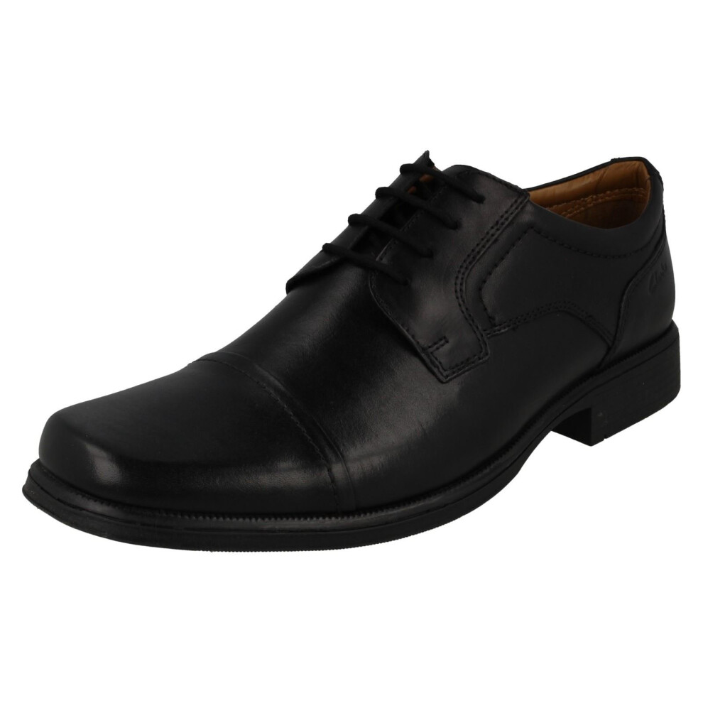 (UK 8.5, Black) Mens Clarks Formal Lace Up Shoes Huckley Cap - G Fit