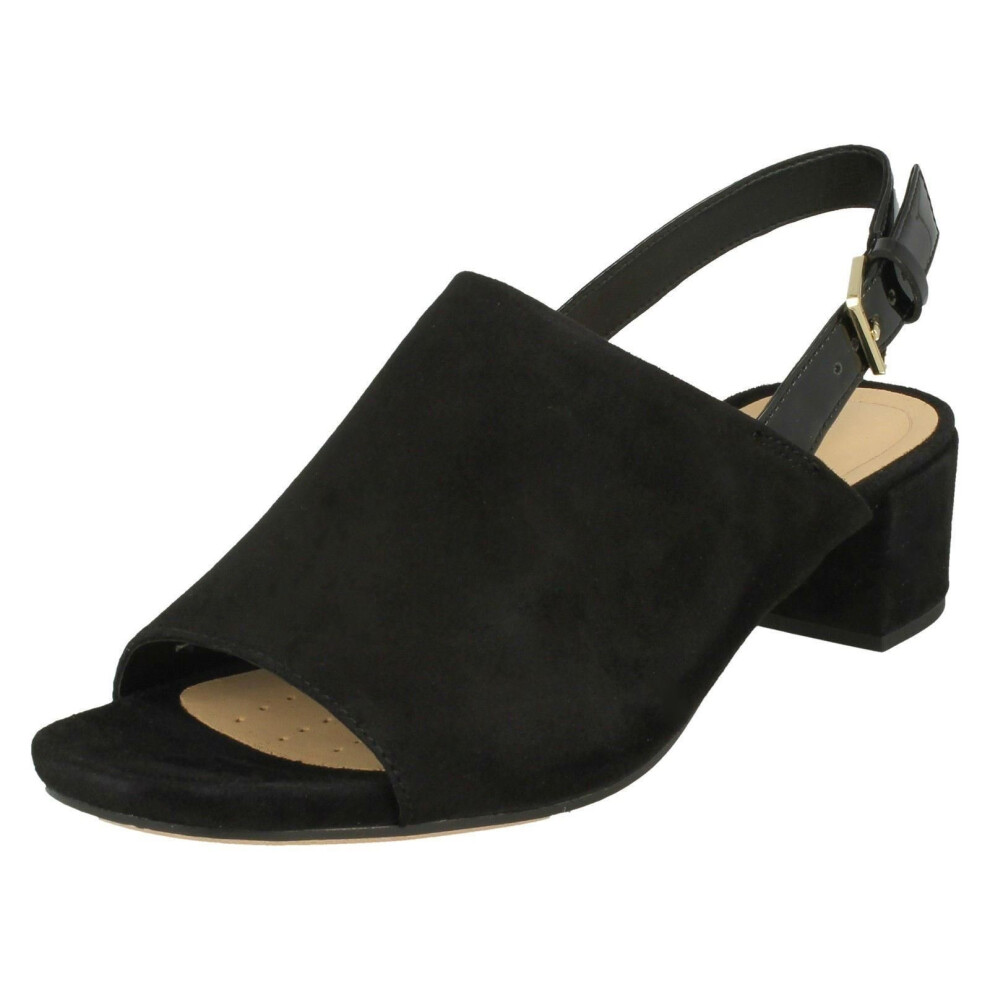 (UK 4.5, Black) Ladies Clarks Slingback Heeled Sandals Orabella Ivy - D Fit