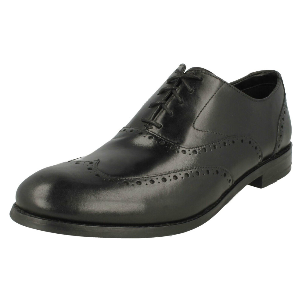 (UK 8, Black) Mens Clarks Brogue Detailed Lace Up Shoes Edward Walk - G Fit