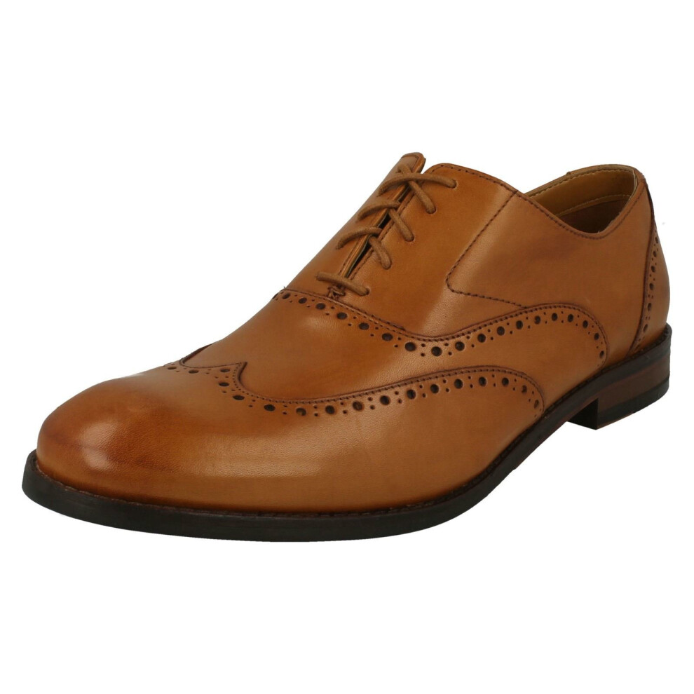 (UK 8, Tan (Brown)) Mens Clarks Brogue Detailed Lace Up Shoes Edward Walk - G Fit