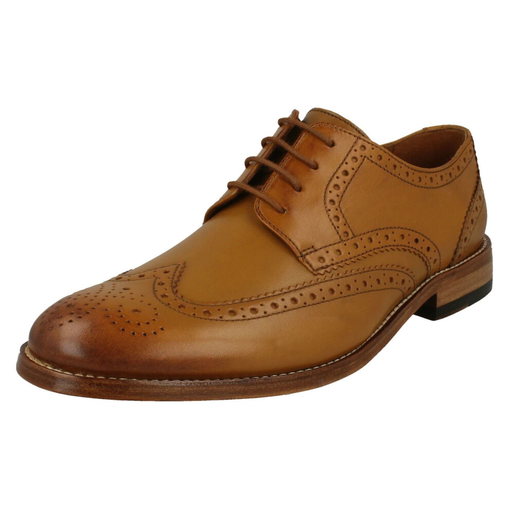 (UK 7, Tan (Brown)) Mens Clarks Formal Brogue Detailed Shoes James Wing - G Fit