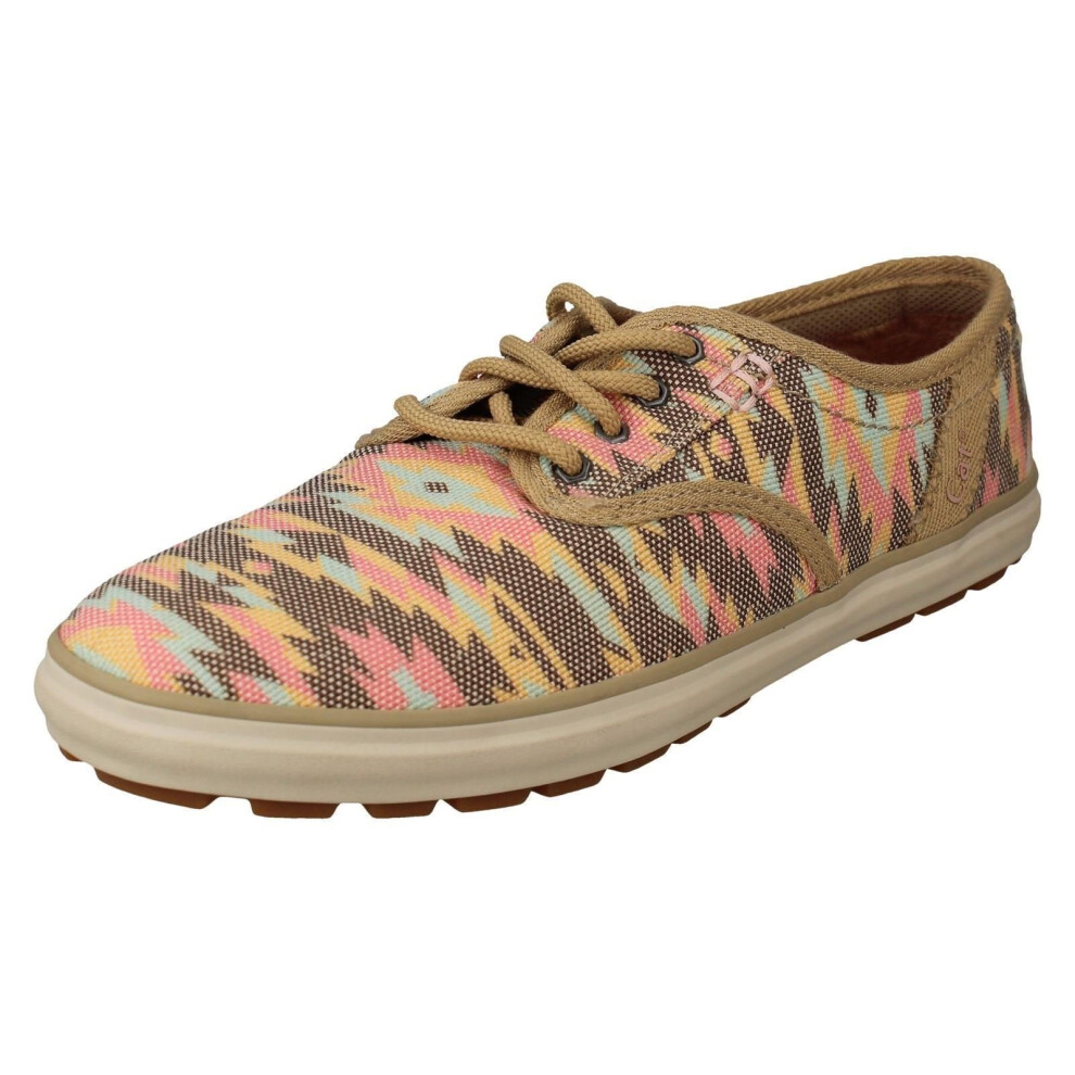 (UK 6, Cafe Tribal (Beige)) Ladies Caterpillar Canvas Shoes Fray