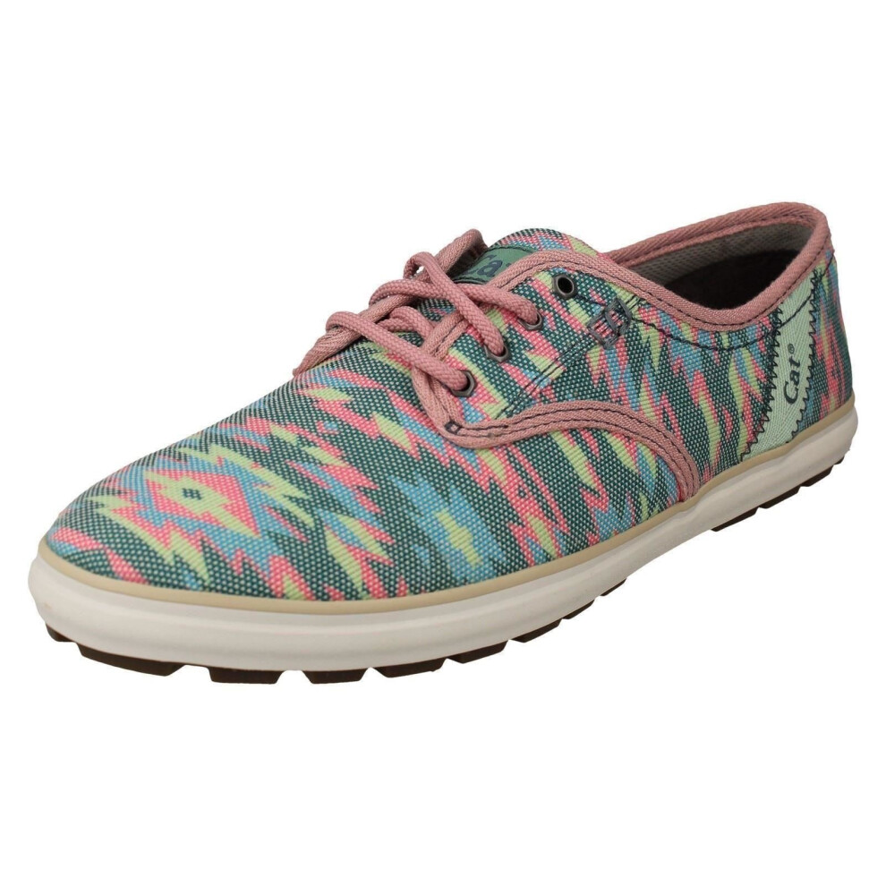 (UK 6, Aqua Tribal (Blue)) Ladies Caterpillar Canvas Shoes Fray