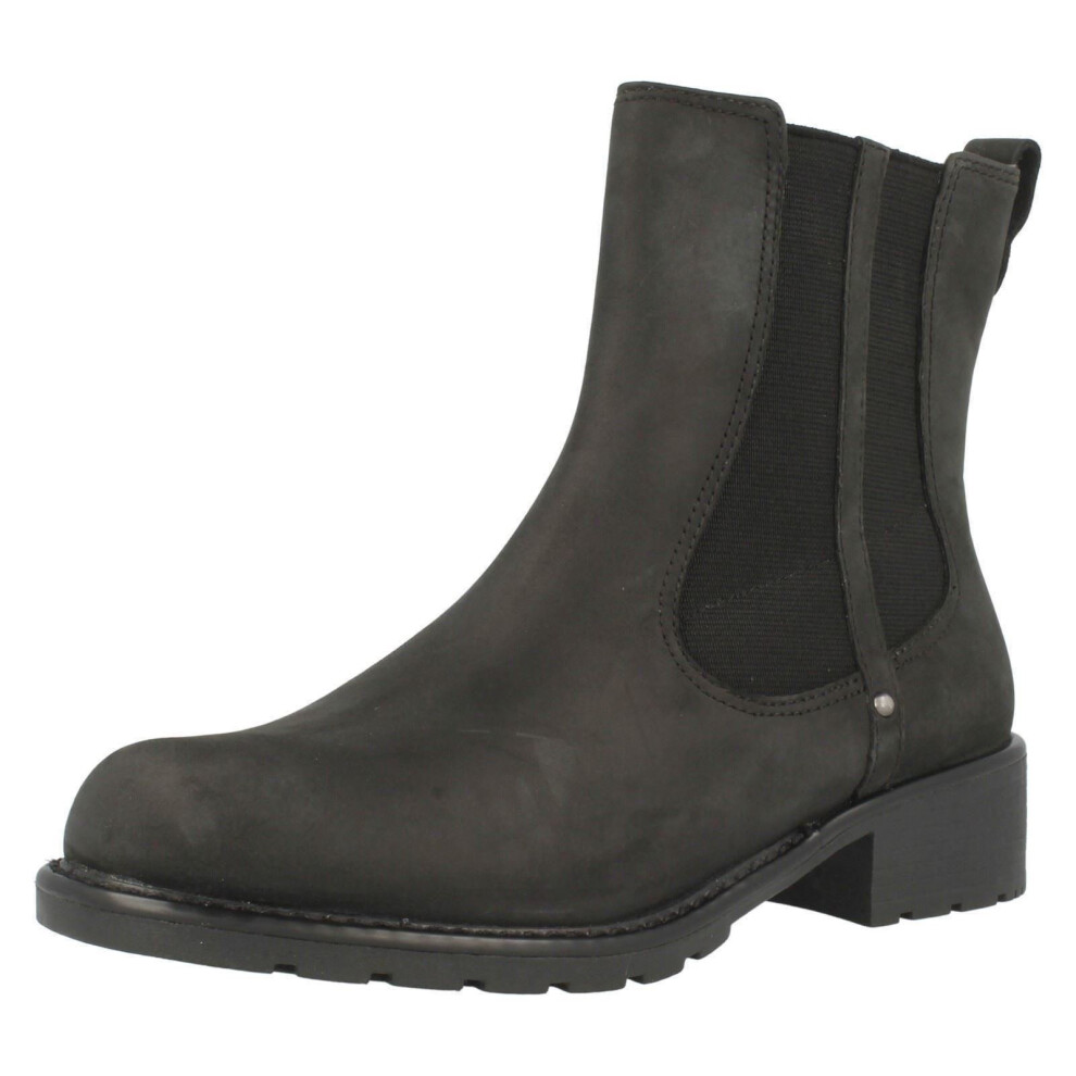 (UK 4, Black) Ladies Clarks Chelsea Pull On Boots Orinoco Club - D Fit