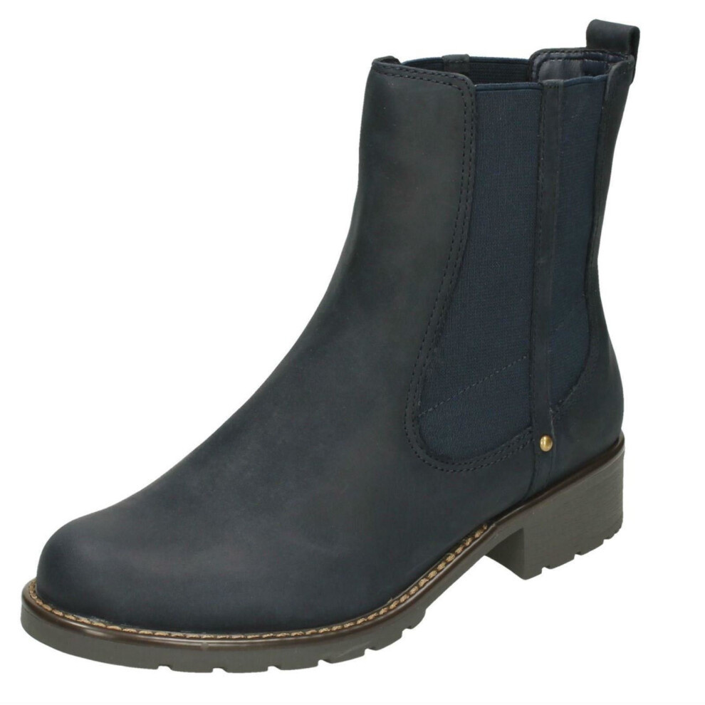 (UK 4.5, Navy (Blue)) Ladies Clarks Chelsea Pull On Boots Orinoco Club - D Fit