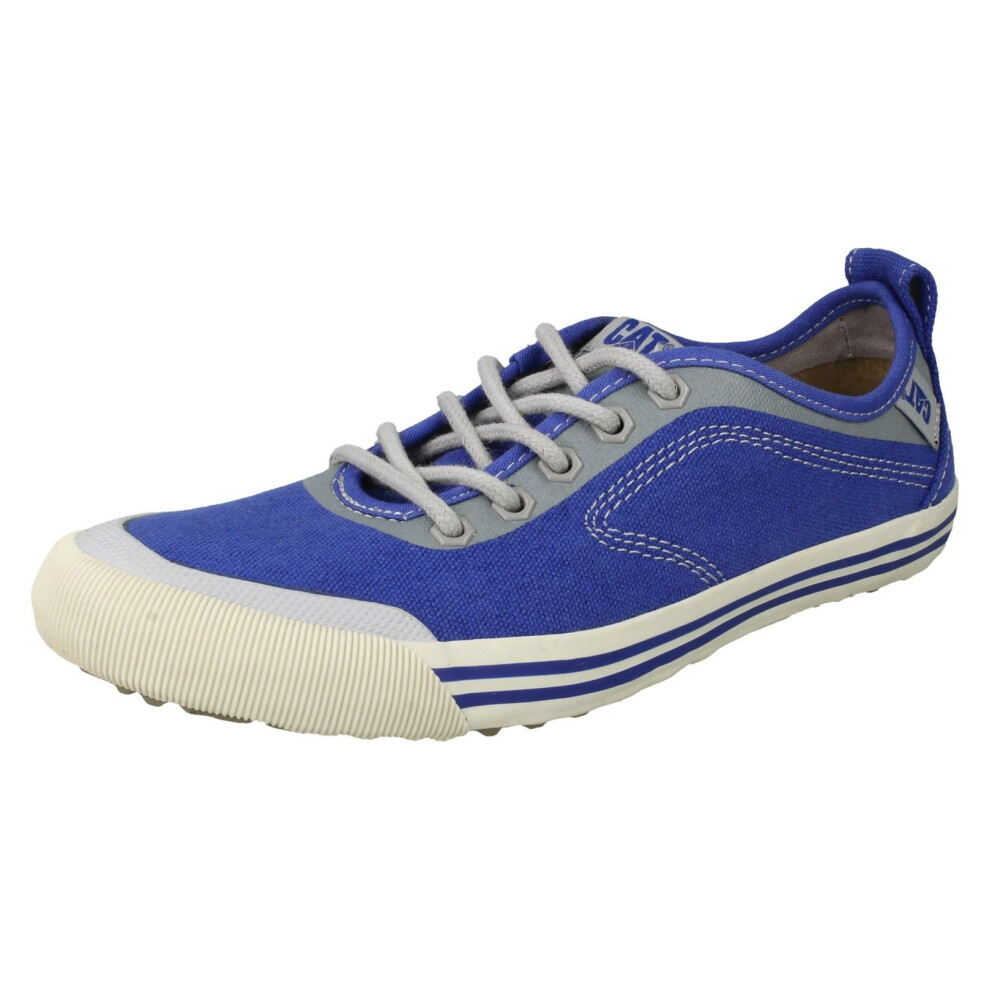 (UK 4, Dazzling Blue (Blue)) Ladies Caterpillar Lace Up Casual Shoes Alias Canvas