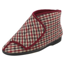 (UK 6, Wine (Red)) Mens Balmoral Chequered Bootee Slippers Gawci