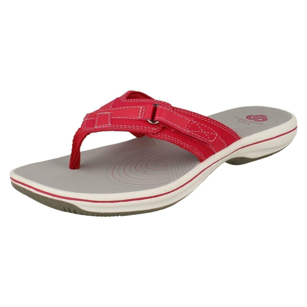 (UK 8, Rose (Pink)) Ladies Clarks Toe Post Sandals Brinkley Sea - D Fit