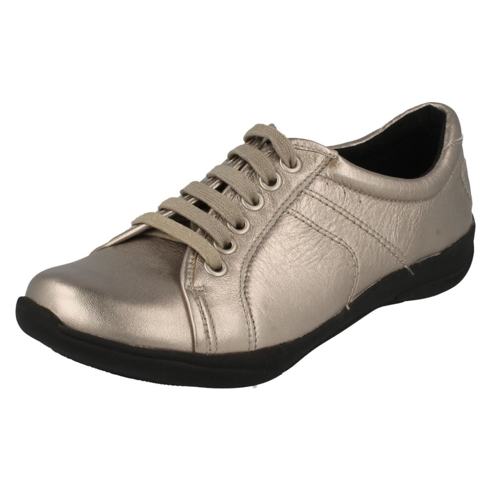 (UK 4, Pewter (Silver)) Ladies K's By Clarks Lace Up Shoes Etna Musk - E Fit